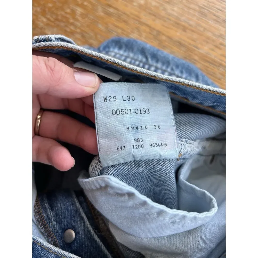 Vintage Levi Strauss 501 XX Jeans 1993 29x30 Rigid Blue Button Fly Denim Cotton